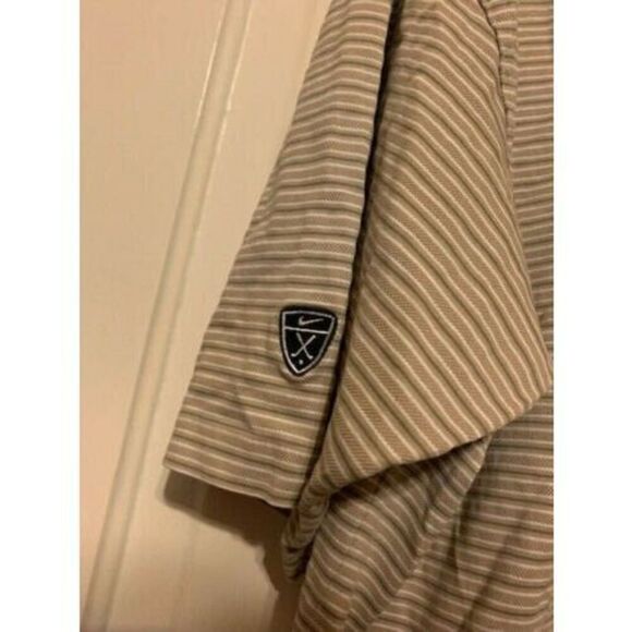 NIKE GOLF BEAR'S BEST GOLF COURSE SIZE LARGE BEIGE STRIPED POLO SHIRT - Picture 5 of 5
